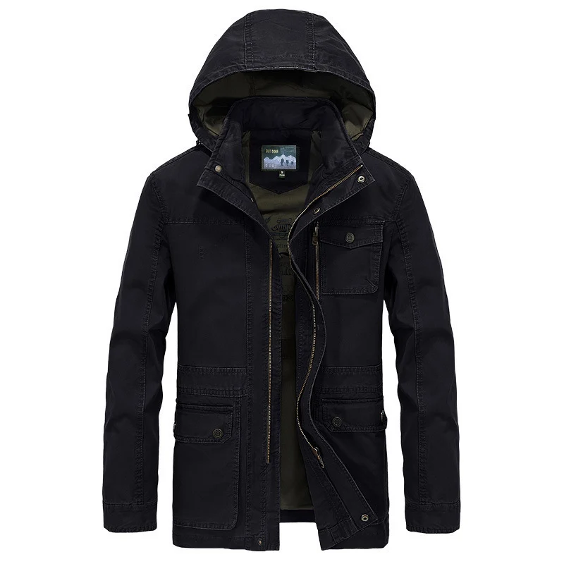Herren robuste Canvas-Feldjacke mit Kapuze, Mehrfach-Taschen und verstärkten Nähten Nord Taschen