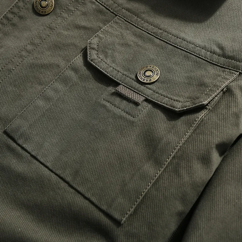 Herren robuste Canvas-Feldjacke mit Brusttasche Stickdetail und Hemdkragen Nord Taschen