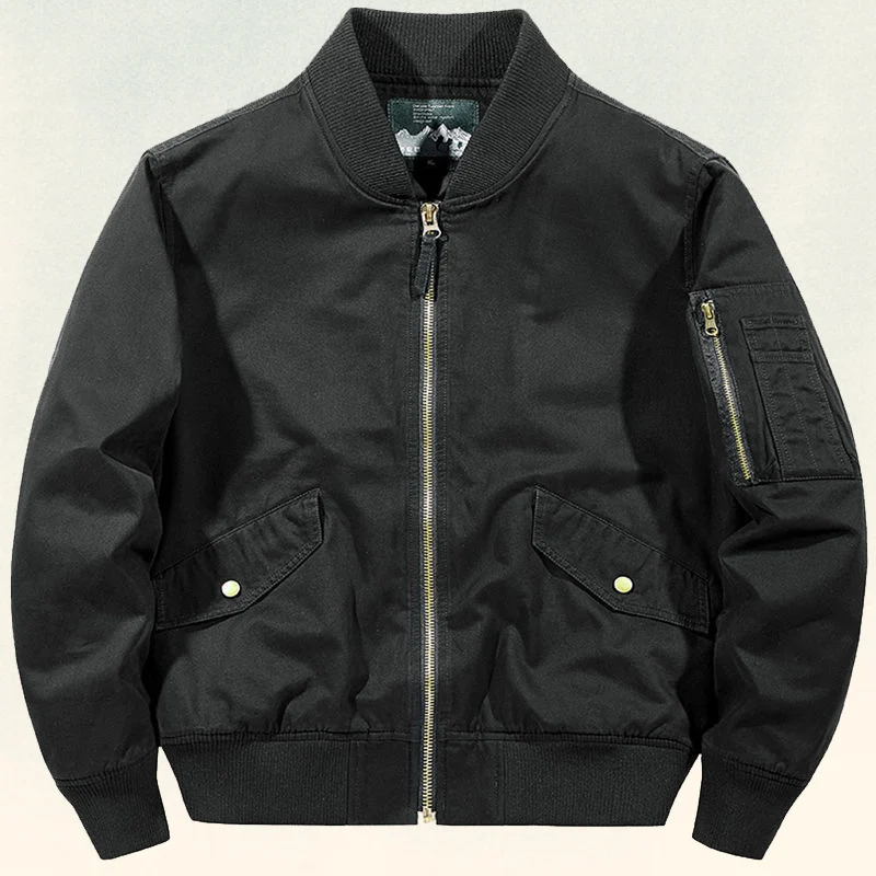 Herren Robuste Canvas-Bomberjacke im Pilotenstil mit Ärmeltasche und geripptem Saum Nord Taschen