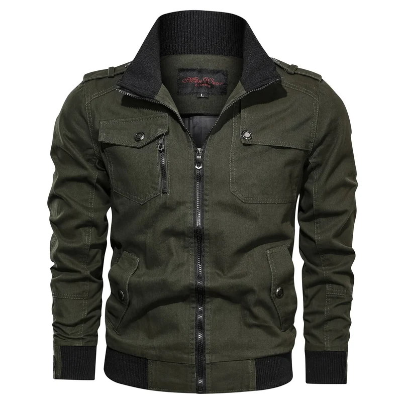 Herren robust geschnittene Canvas-Fieldjacke mit Rippenkragen und Utility-Taschen Nord Taschen