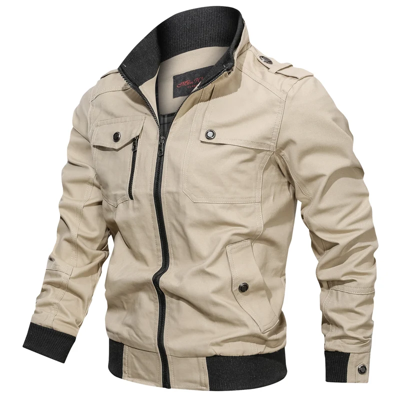 Herren robust geschnittene Canvas-Fieldjacke mit Rippenkragen und Utility-Taschen Nord Taschen