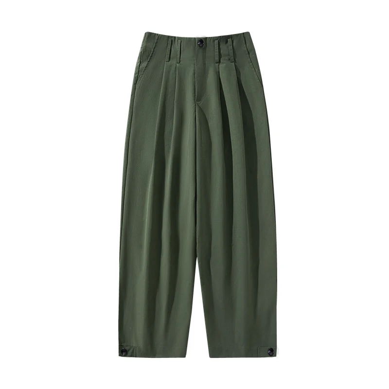 Damen weite Plissee-Hose mit hohem Bund, Gürtelschlaufen & verstellbaren Saumlaschen Nord Taschen