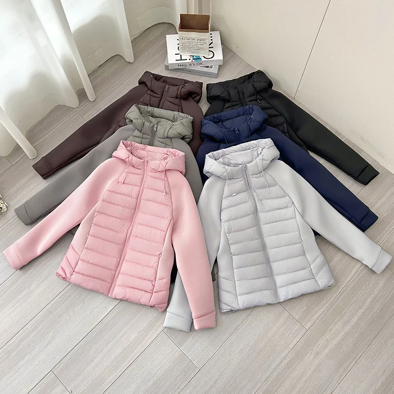 Damen nan gesteppte Hybridjacke mit Kapuze, Softshell-Ärmeln und leichter Thermoisolierung Nord Taschen