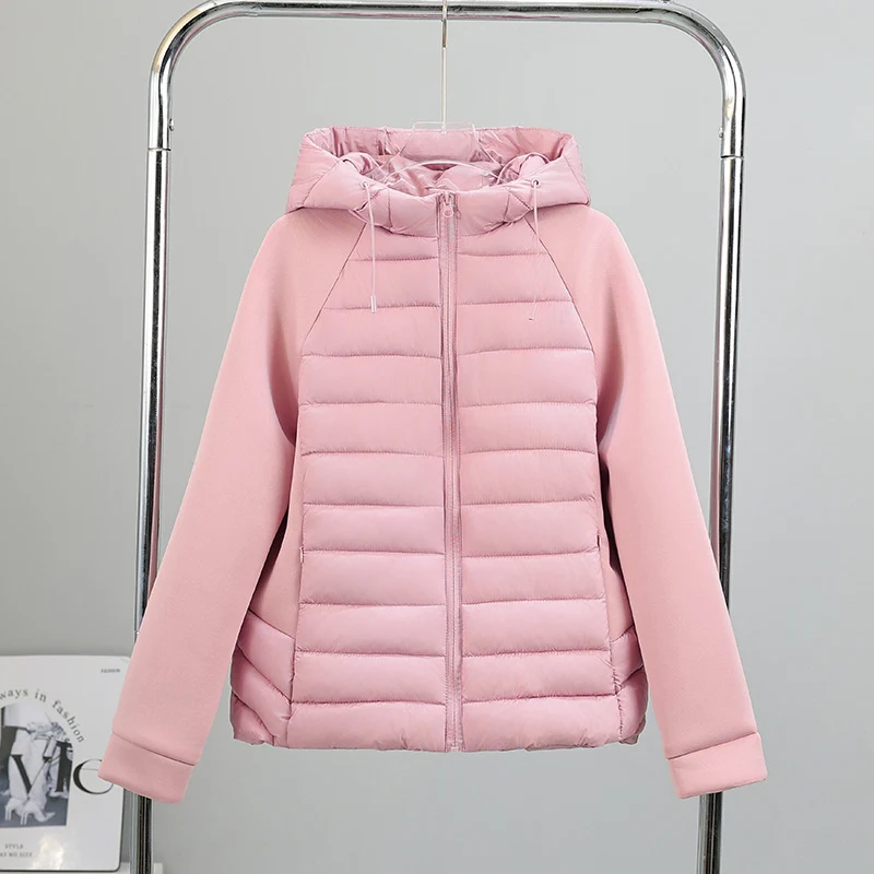 Damen nan gesteppte Hybridjacke mit Kapuze, Softshell-Ärmeln und leichter Thermoisolierung Nord Taschen