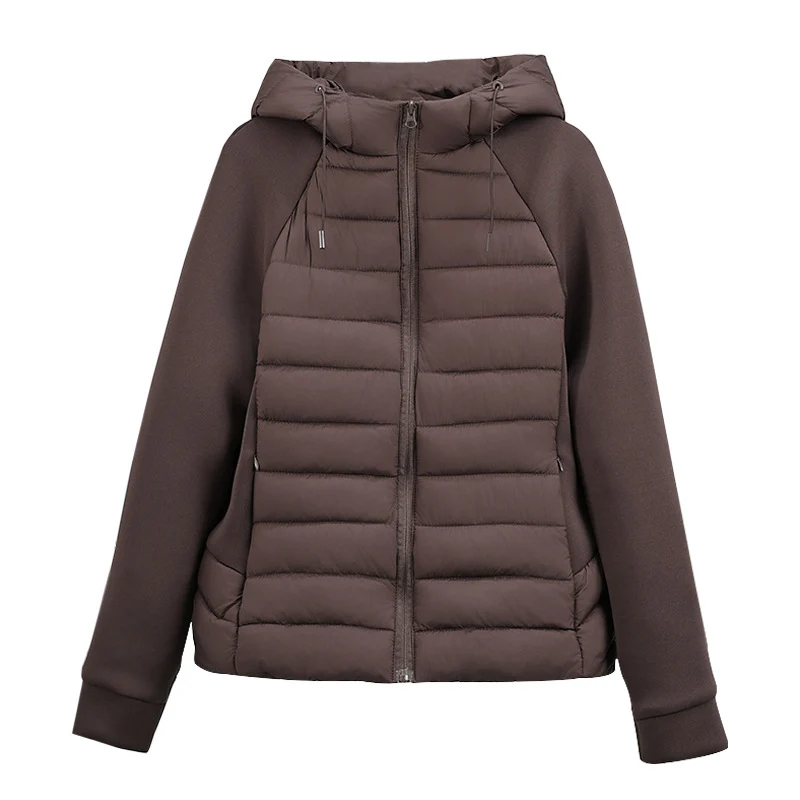 Damen nan gesteppte Hybridjacke mit Kapuze, Softshell-Ärmeln und leichter Thermoisolierung Nord Taschen