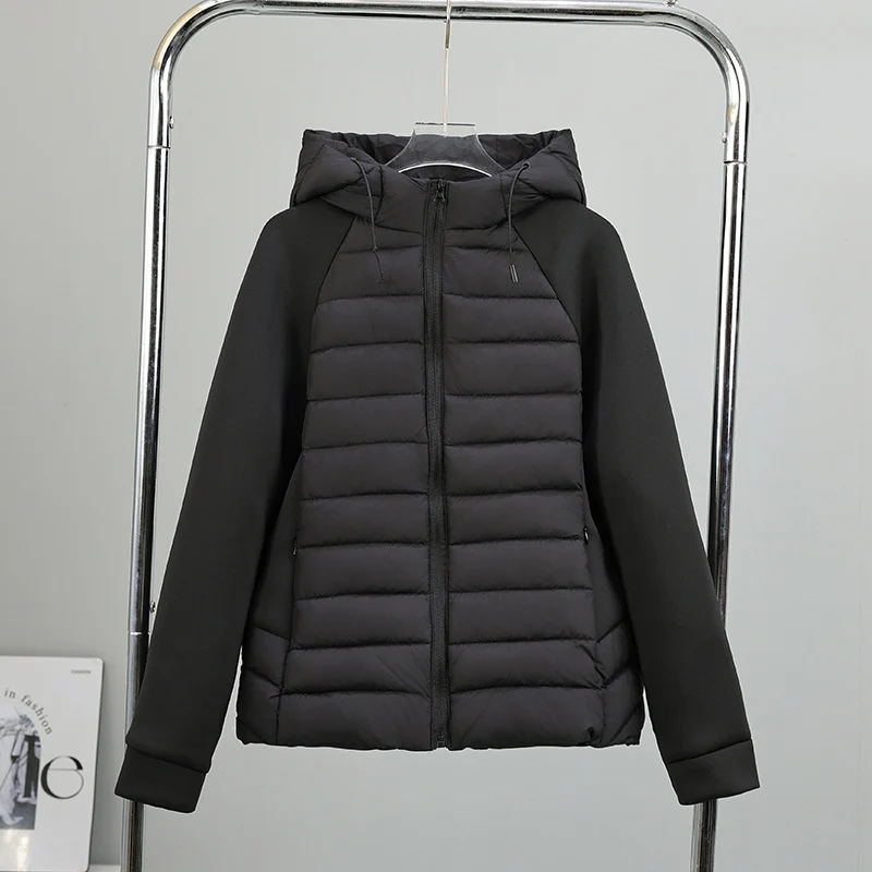 Damen nan gesteppte Hybridjacke mit Kapuze, Softshell-Ärmeln und leichter Thermoisolierung Nord Taschen