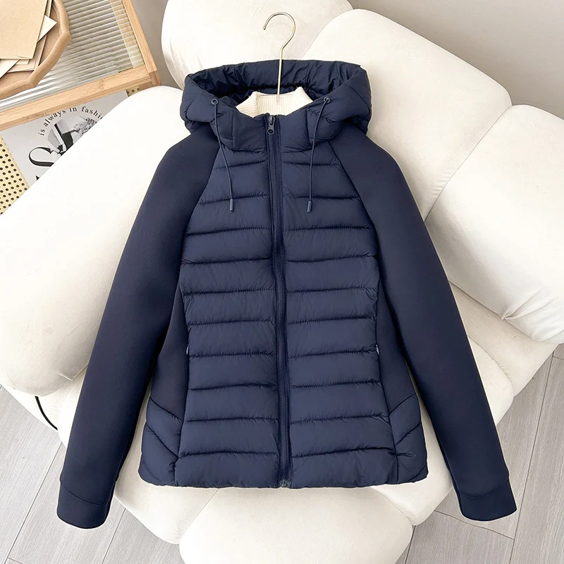 Damen nan gesteppte Hybridjacke mit Kapuze, Softshell-Ärmeln und leichter Thermoisolierung Nord Taschen