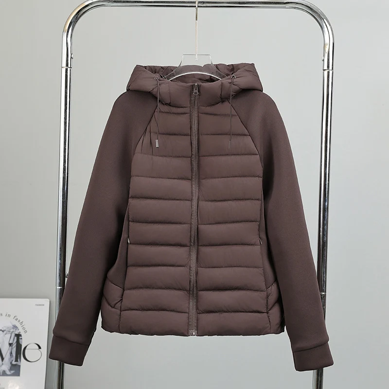 Damen nan gesteppte Hybridjacke mit Kapuze, Softshell-Ärmeln und leichter Thermoisolierung Nord Taschen