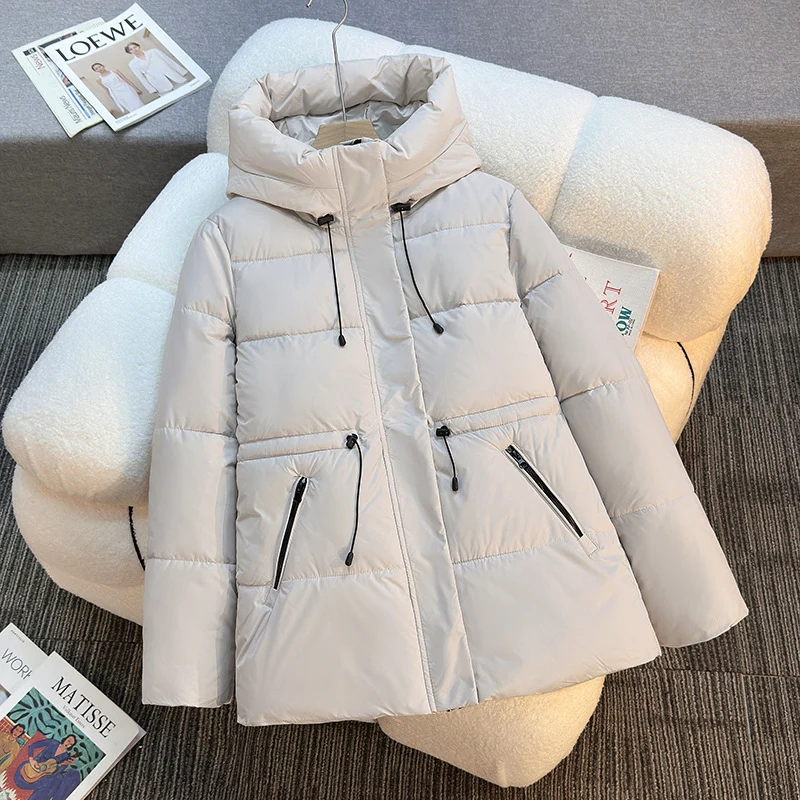 Damen nan athleisure Kapuzenjacke mit Volumenkragen, Kordelzug und verdeckter Reißverschluss Nord Taschen