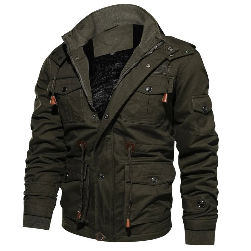 Herren Utility-Canvasjacke mit Teddyfleece-Innenlage, Kordelzug und Mehrfachtaschen Nord Taschen