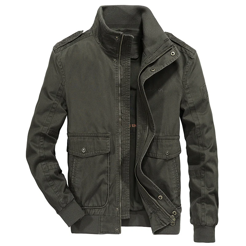Herren Utility-Canvasblouson mit hohem Stehkragen, Schulterpatten und doppelter Frontöffnung Nord Taschen