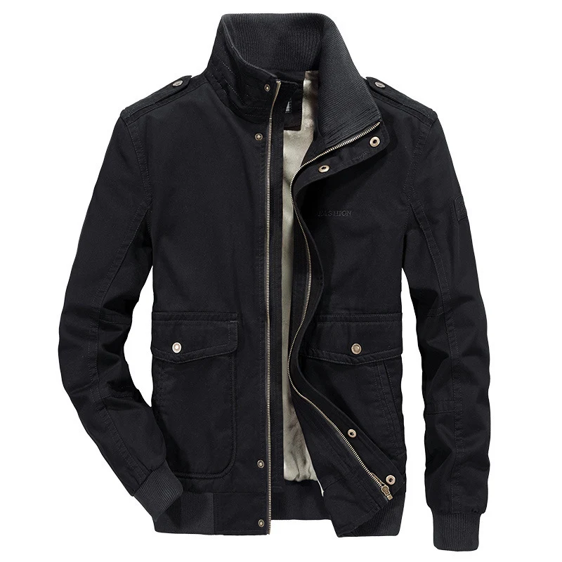 Herren Utility-Canvasblouson mit hohem Stehkragen, Schulterpatten und doppelter Frontöffnung Nord Taschen