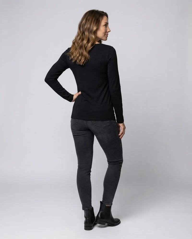 Damen Ausgestelltes Langarmshirt Baumwolljersey