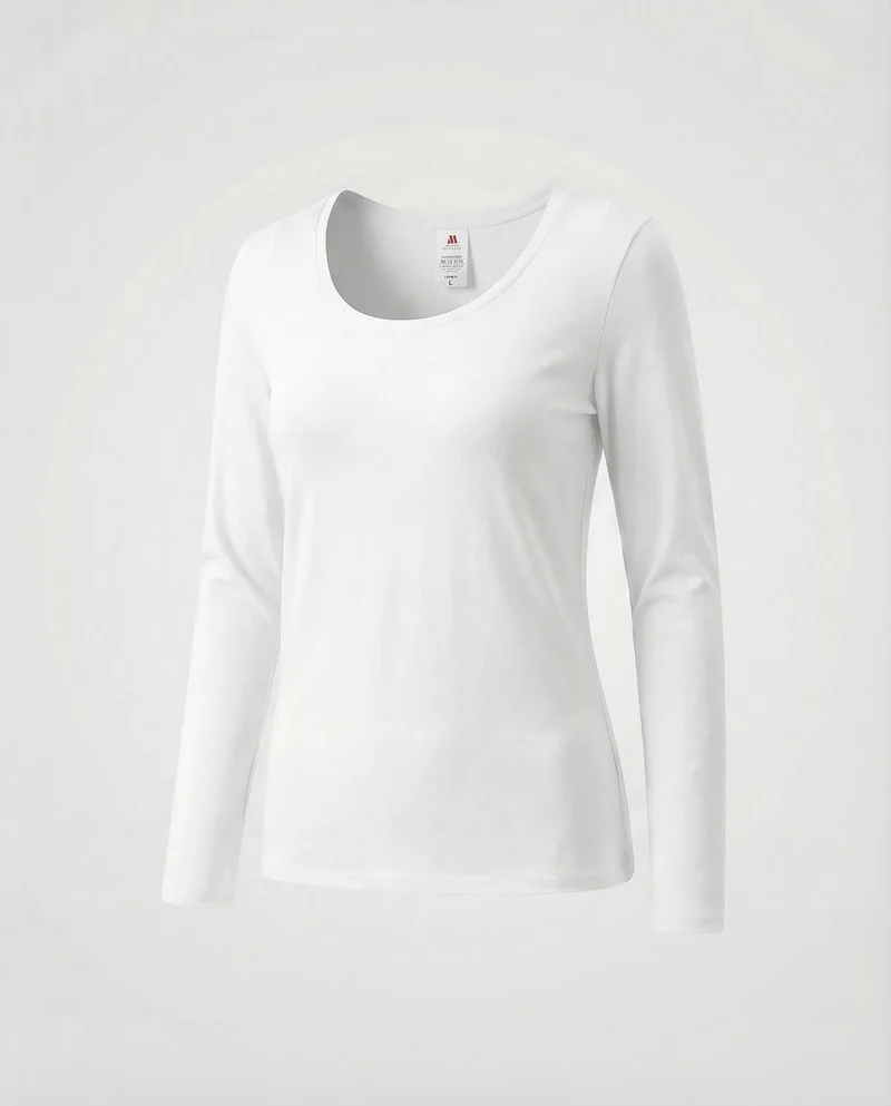 Damen Ausgestelltes Langarmshirt Baumwolljersey
