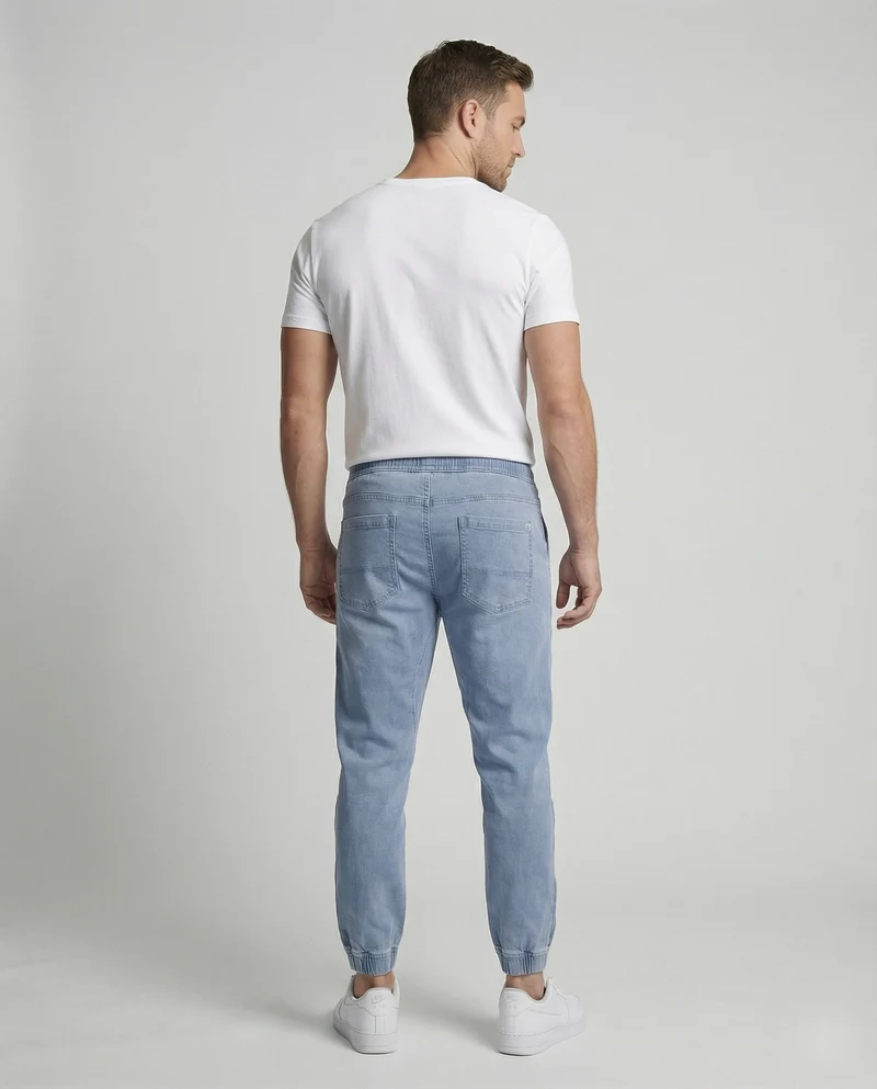 Herren Lässige Elastikbund Jeansstoff-Jogginghose