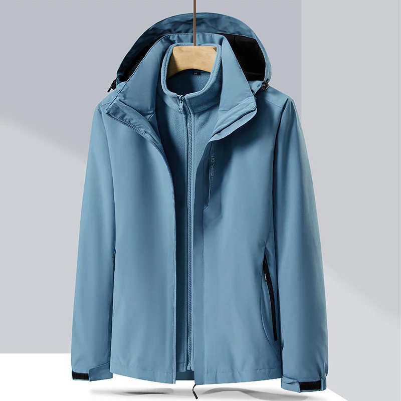 Herren zweilagige Softshell-Regenjacke mit abnehmbarem Fleece‑Innenlayer und verstellbarer Kapuze Nord Taschen