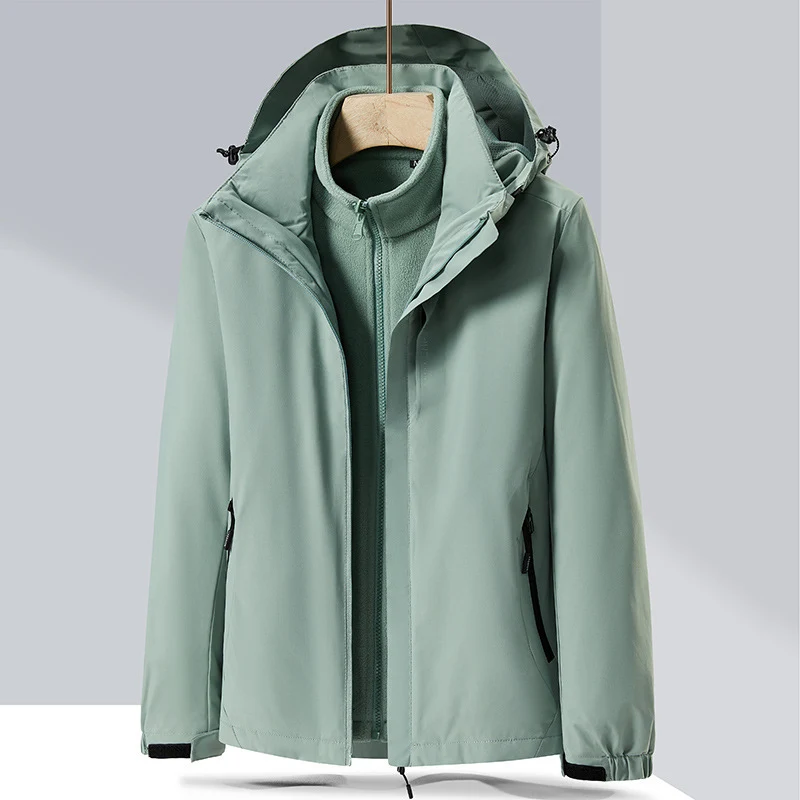 Herren zweilagige Softshell-Regenjacke mit abnehmbarem Fleece‑Innenlayer und verstellbarer Kapuze Nord Taschen