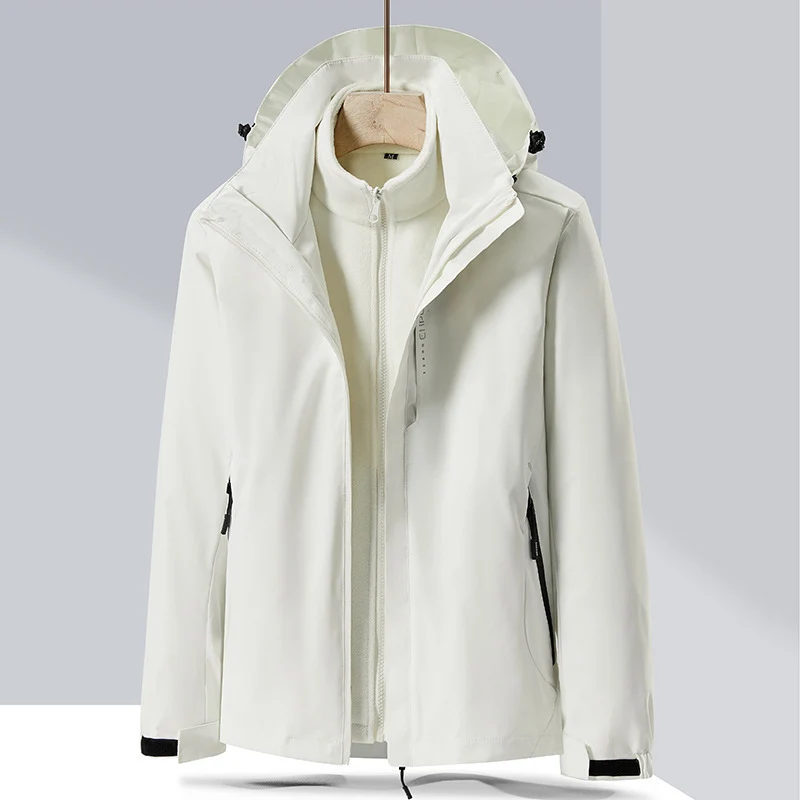 Herren zweilagige Softshell-Regenjacke mit abnehmbarem Fleece‑Innenlayer und verstellbarer Kapuze Nord Taschen