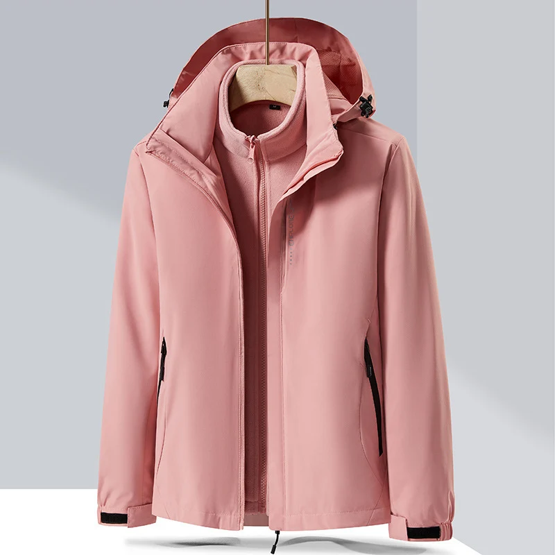 Herren zweilagige Softshell-Regenjacke mit abnehmbarem Fleece‑Innenlayer und verstellbarer Kapuze Nord Taschen