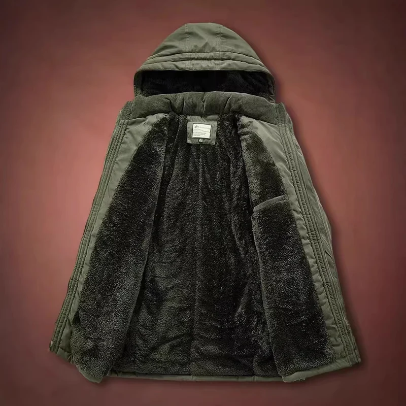 Herren Winterparka mit Teddyfell-Innenfutter und Kapuze Nord Taschen