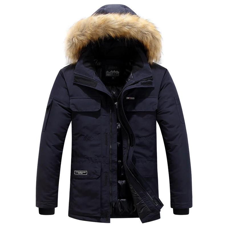 Herren Winterparka mit Kapuze, Kunstfellbesatz und multifunktionalen Außentaschen Nord Taschen