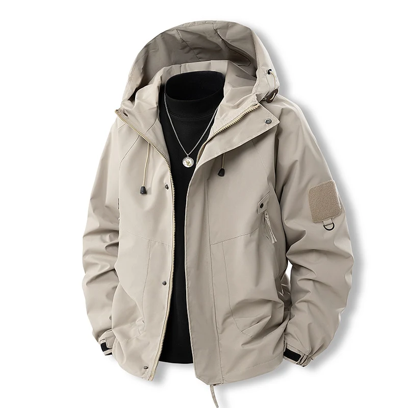 Herren Wetterfeste Outdoor-Jacke mit verstellbarer Kapuze