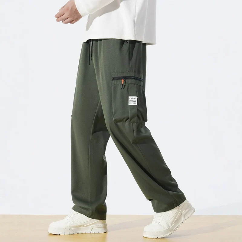 Herren Locker geschnittene Utility‑Cargohose mit Tunnelzugbund, Reißverschluss‑Beintaschen & geradem Bein Nord Taschen