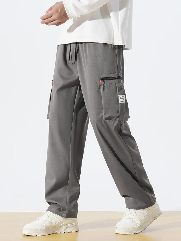 Herren Locker geschnittene Utility‑Cargohose mit Tunnelzugbund, Reißverschluss‑Beintaschen & geradem Bein Nord Taschen