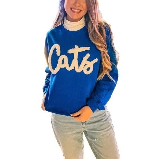 Damen Rundhals‑Sweatshirt mit Chenille‑Schriftzug und Oversize‑Schnitt Nord Taschen