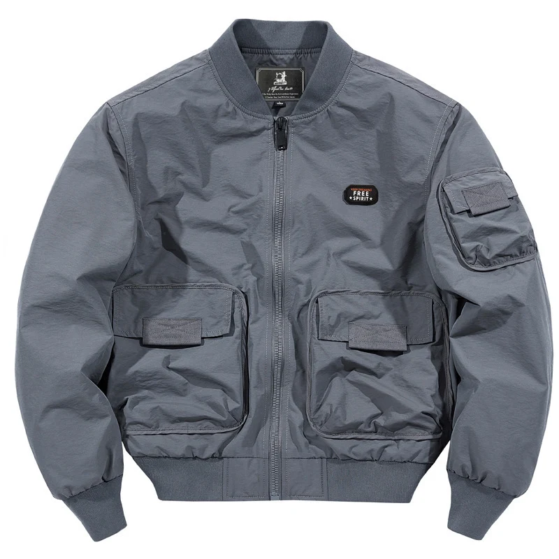 Herren leichter Nylon-Bomber im Utility-Look mit Mehrfachtaschen und Rippbündchen Nord Taschen