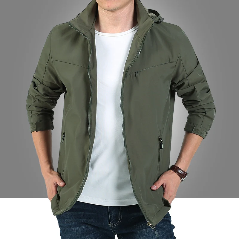 Herren leichter Funktions-Kapuzenblouson mit winddichter Shell, verdecktem Reißverschluss und Multi-Taschen Nord Taschen
