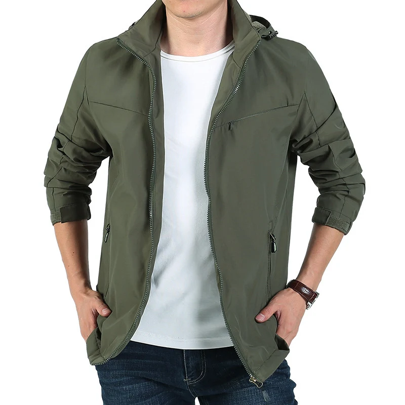 Herren leichter Funktions-Kapuzenblouson mit winddichter Shell, verdecktem Reißverschluss und Multi-Taschen Nord Taschen