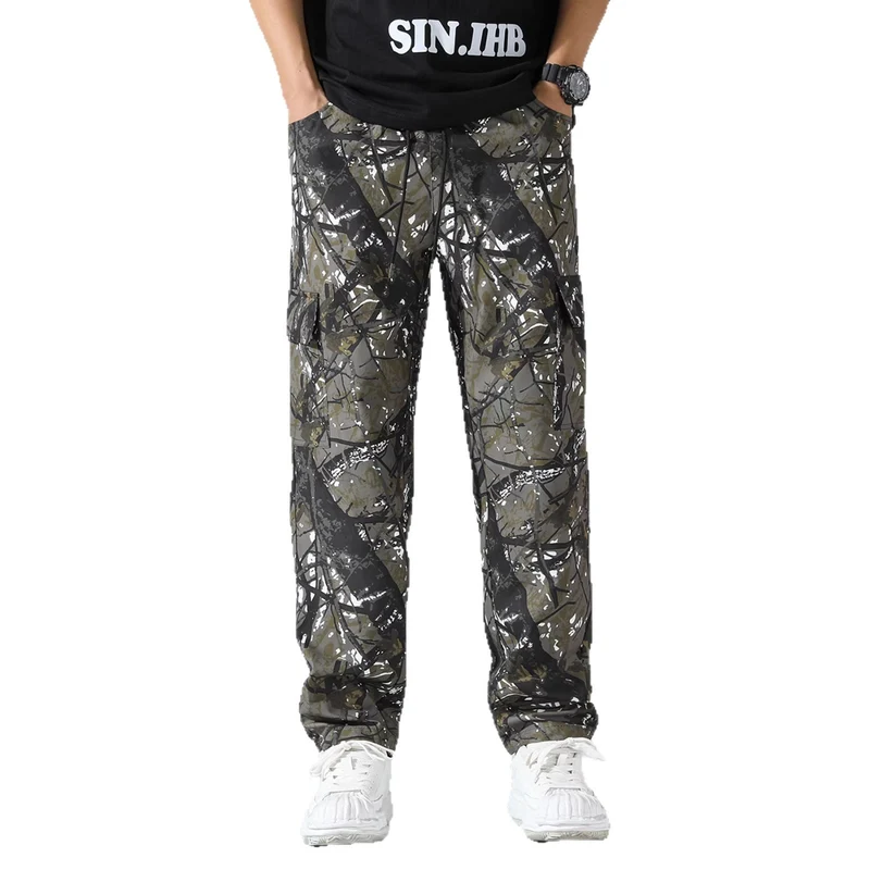 Herren Gemusterte Cargo-Jogginghose mit Tunnelzug, aufgesetzten Taschen & tapered Bein Nord Taschen