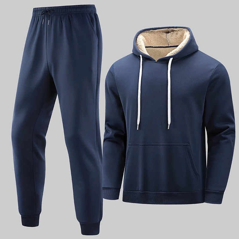 Herren Gefüttertes Freizeit-Set aus Kapuzenpullover mit Teddyfutter‑Kapuze & Thermo-Jogginghose Nord Taschen