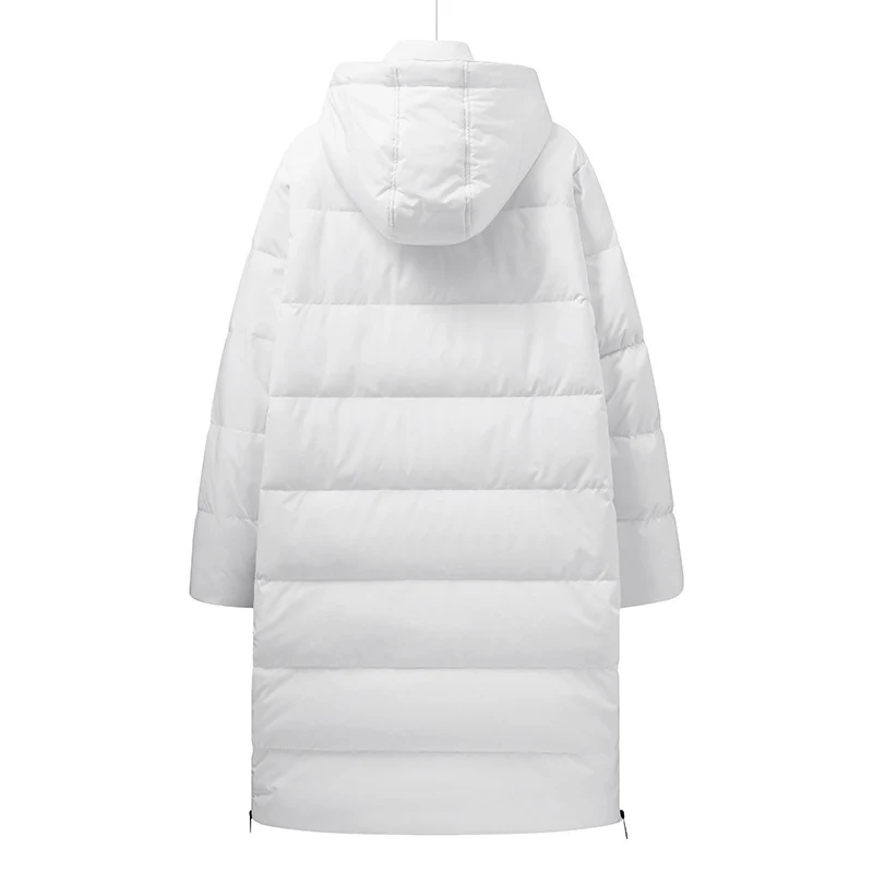 Damen Maxi-Langstreckender Thermo-Steppmantel mit 3D-Quilt und verstellbarer Kapuze Nord Taschen