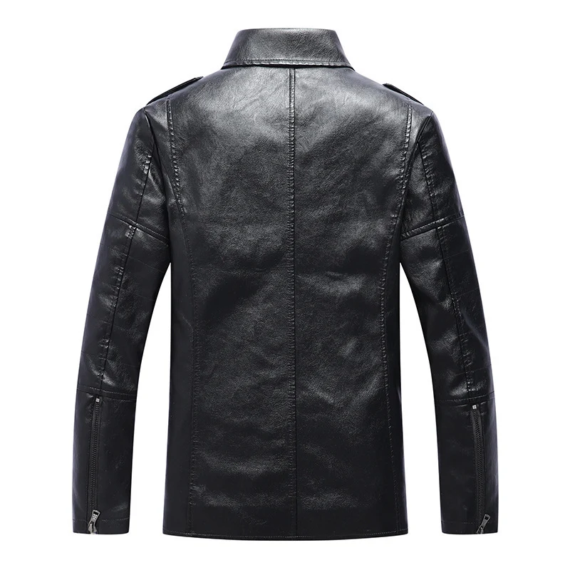 Herren Slim Fit Kunstleder-Motoblouson im Biker-Look mit gesteppten Armpaneelen und Reverskragen Nord Taschen