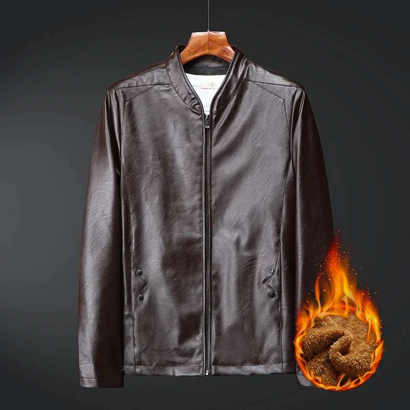Herren Slim-Fit Kunstleder-Bomber mit wärmendem Teddyfutter und verdecktem Reißverschluss Nord Taschen