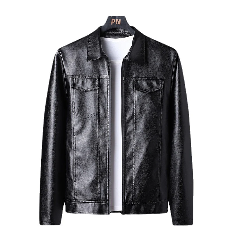 Herren Slim‑Fit Kunstleder‑Blouson im Retro‑Aviator‑Look mit Hemdkragen Nord Taschen