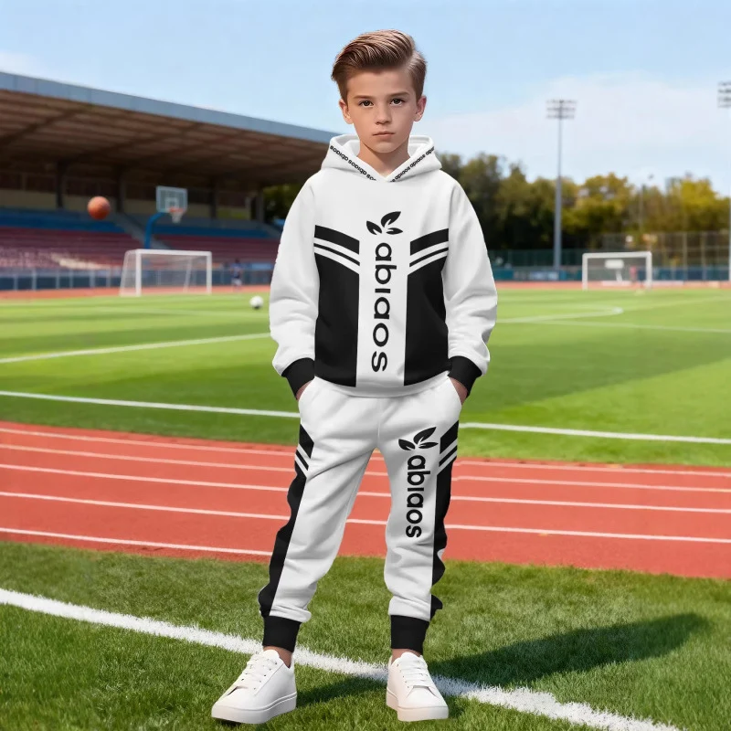 Unisex Kinder Jogginganzug mit Kapuzenpullover und detailreichem Auto-Print Arvani