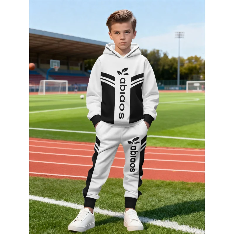 Unisex Kinder Jogginganzug mit Kapuzenpullover und detailreichem Auto-Print Arvani