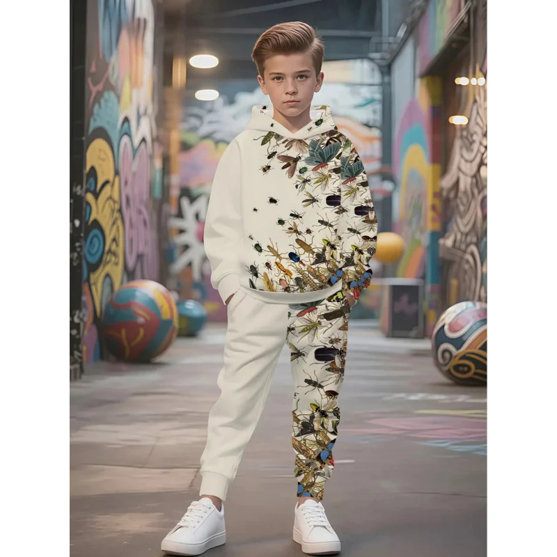 Unisex Kinder Jogginganzug mit Kapuzenpullover und detailreichem Auto-Print Arvani