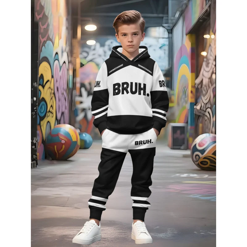 Unisex Kinder Jogginganzug mit Kapuzenpullover und detailreichem Auto-Print Arvani