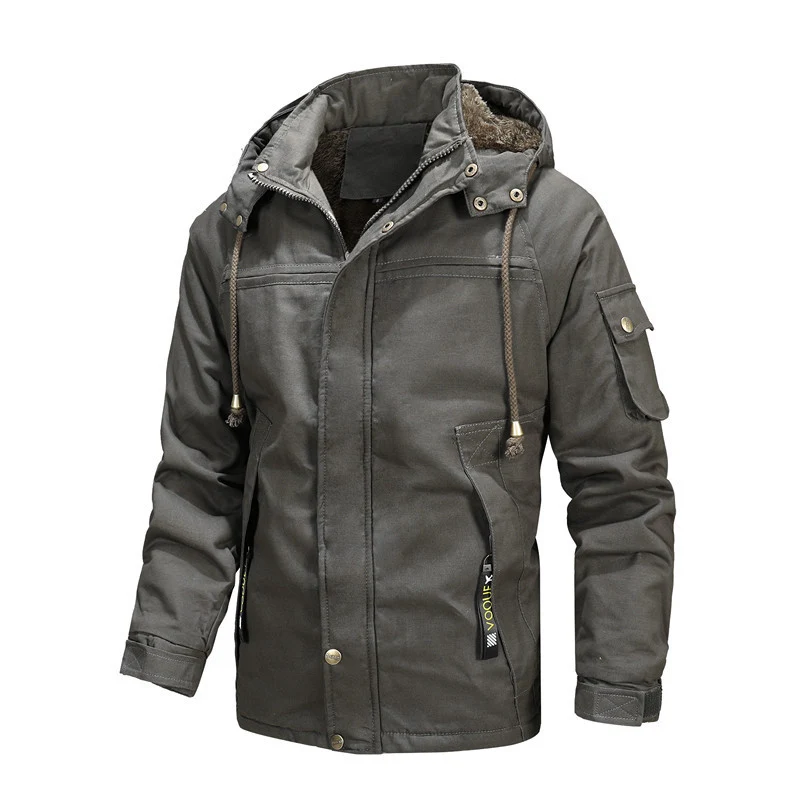 Herren Urbaner Thermo-Canvasparka mit Kapuze, Sherpa-Kragen und Multifunktions-Außentaschen Nord Taschen