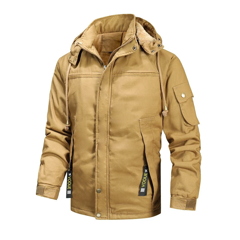 Herren Urbaner Thermo-Canvasparka mit Kapuze, Sherpa-Kragen und Multifunktions-Außentaschen Nord Taschen