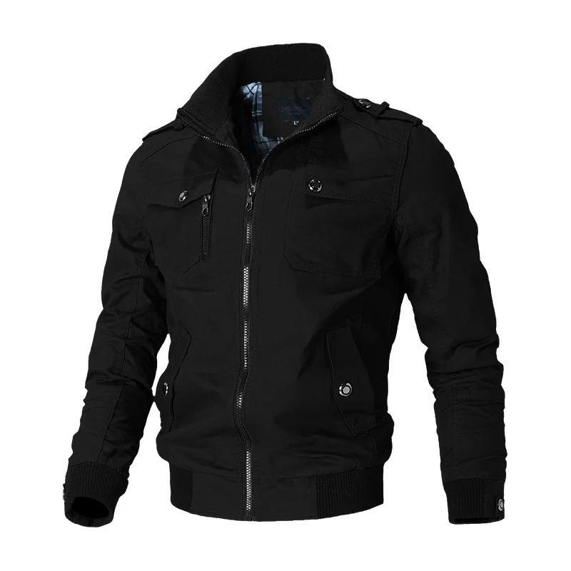 Herren Urbaner Canvas-Flightblouson mit Schulterepauletten, Stehkragen und gerippten Abschlüssen Nord Taschen