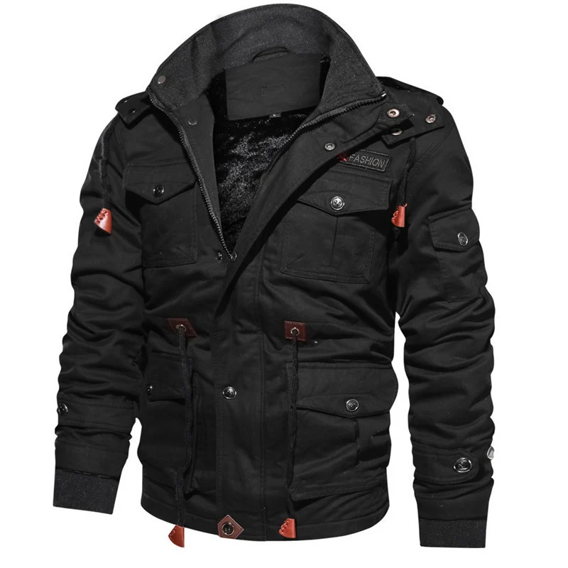 Herren urbaner Canvas-Fieldparka im Utility-Look mit Teddyfleece-Innenfutter und Multifunktions‑Taschen Nord Taschen