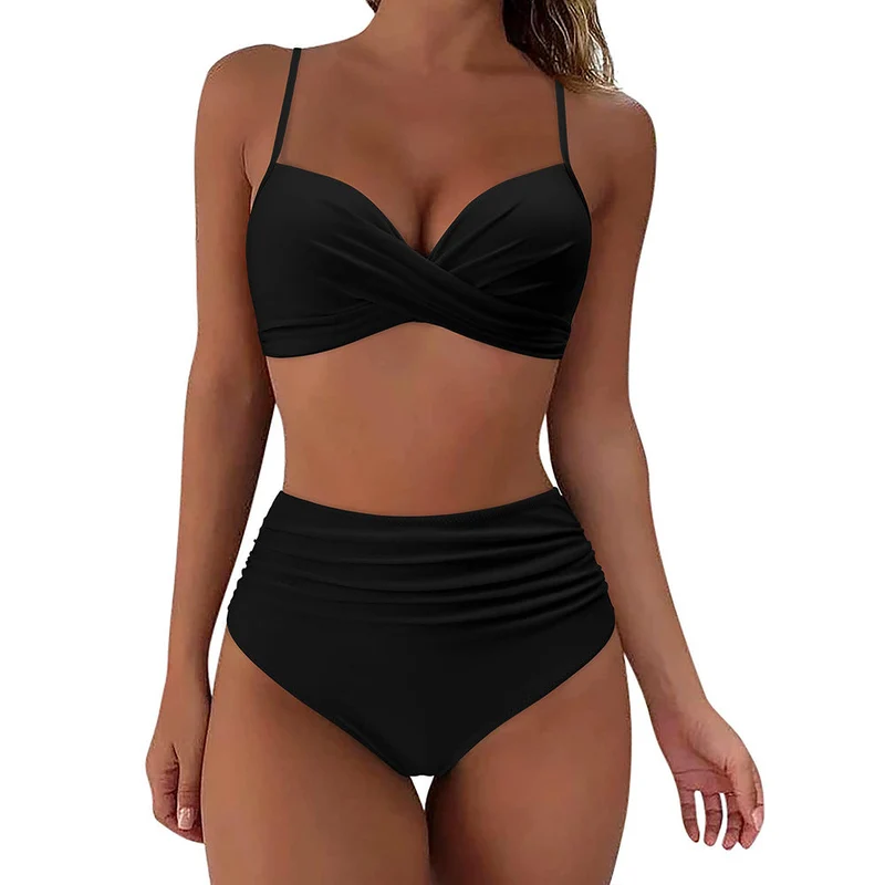 Damen High-Waist Bikini mit Leo-Muster