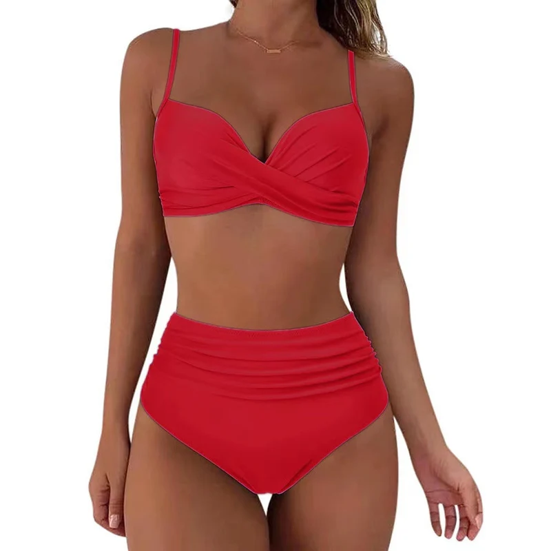 Damen High-Waist Bikini mit Leo-Muster