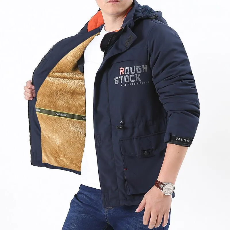 Herren winddichter Fieldparka mit wärmender Kunstfell‑Innenlage, Kapuze und multifunktionalen Taschen Nord Taschen