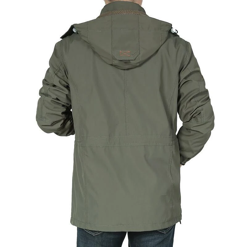 Herren winddichter Fieldparka mit wärmender Kunstfell‑Innenlage, Kapuze und multifunktionalen Taschen Nord Taschen